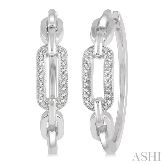 Silver Paperclip Diamond Fashion Hoop Earrings