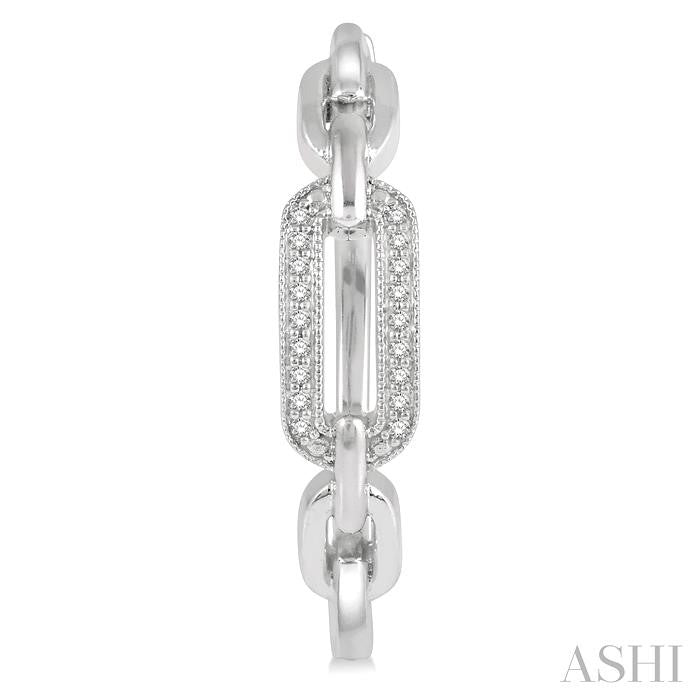 Silver Paperclip Diamond Fashion Hoop Earrings
