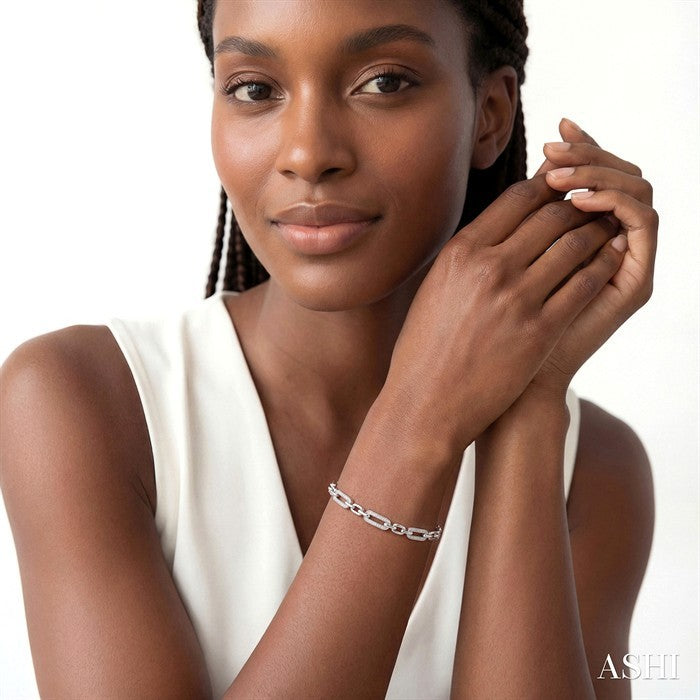 Silver Paperclip Diamond Fashion Bracelet