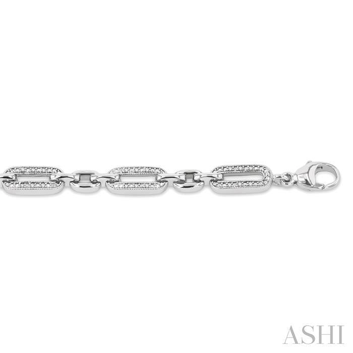 Silver Paperclip Diamond Fashion Bracelet