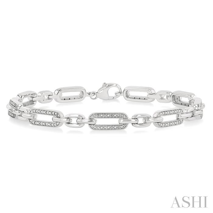 Silver Paperclip Diamond Fashion Bracelet