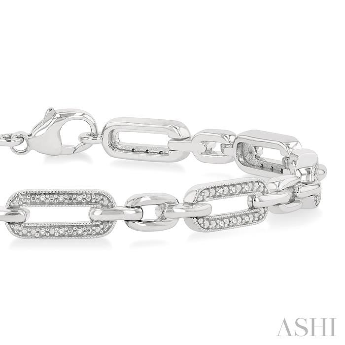 Silver Paperclip Diamond Fashion Bracelet