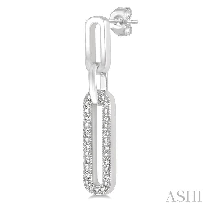 Silver Paperclip Diamond Fashion Long Earrings