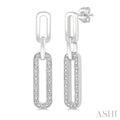 Silver Paperclip Diamond Fashion Long Earrings