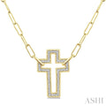 Gold Vermeil Cross Paperclip Diamond Fashion Pendant
