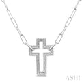 Silver Cross Paperclip Diamond Fashion Pendant