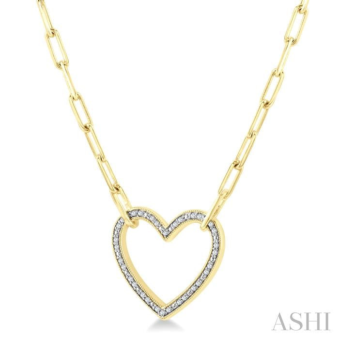 Gold Vermeil Heart Shape Paperclip Diamond Fashion Pendant