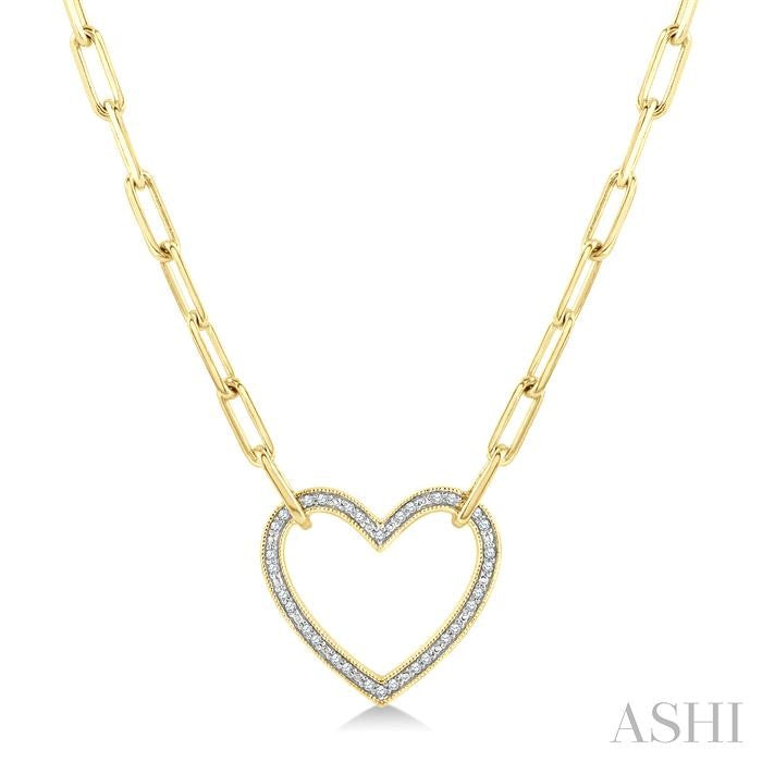 Gold Vermeil Heart Shape Paperclip Diamond Fashion Pendant