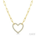 Gold Vermeil Heart Shape Paperclip Diamond Fashion Pendant