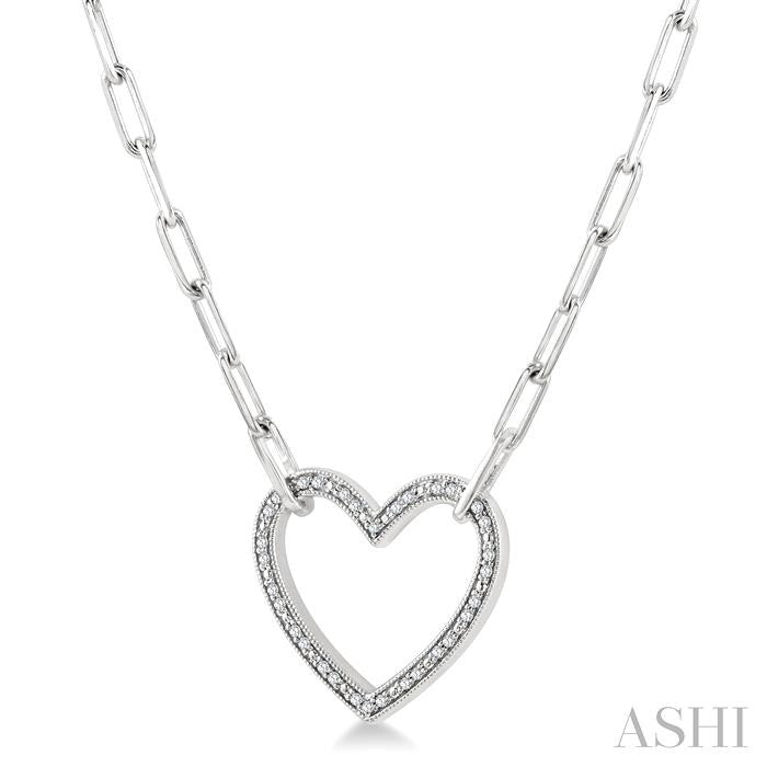 Silver Heart Shape Paperclip Diamond Fashion Pendant