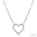 Silver Heart Shape Paperclip Diamond Fashion Pendant