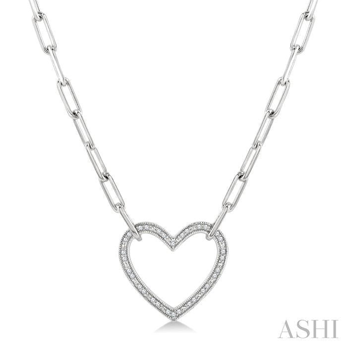 Silver Heart Shape Paperclip Diamond Fashion Pendant