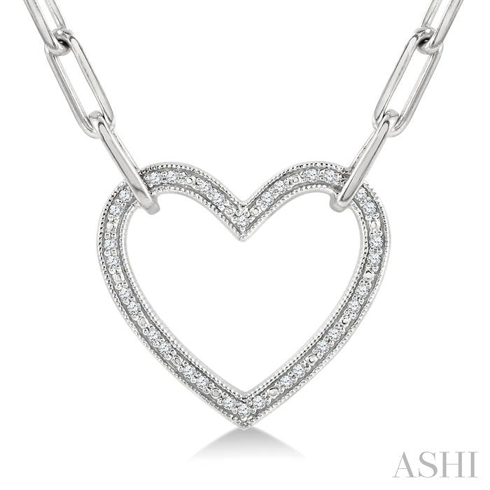 Silver Heart Shape Paperclip Diamond Fashion Pendant