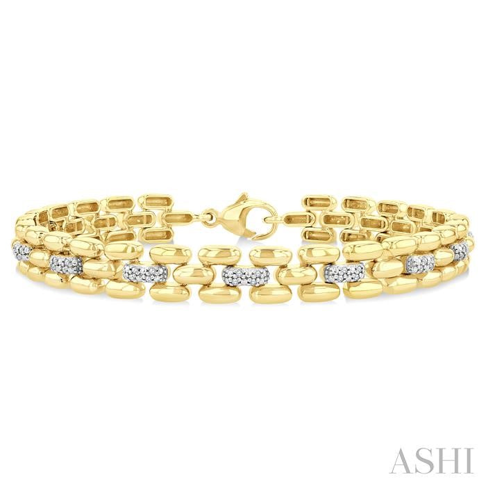 Gold Vermeil Bold Panther Link Diamond Fashion Bracelet