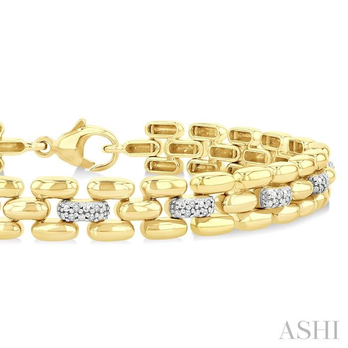Gold Vermeil Bold Panther Link Diamond Fashion Bracelet