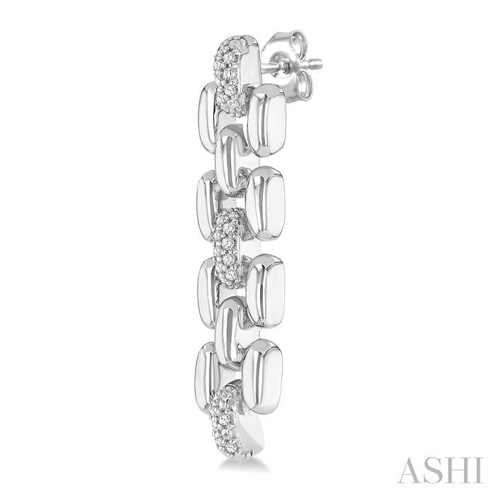 Silver Bold Panther Link Diamond Fashion Earrings