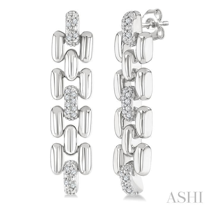Silver Bold Panther Link Diamond Fashion Earrings