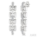 Silver Bold Panther Link Diamond Fashion Earrings