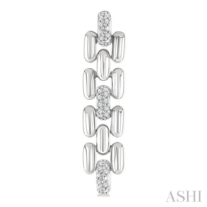 Silver Bold Panther Link Diamond Fashion Earrings