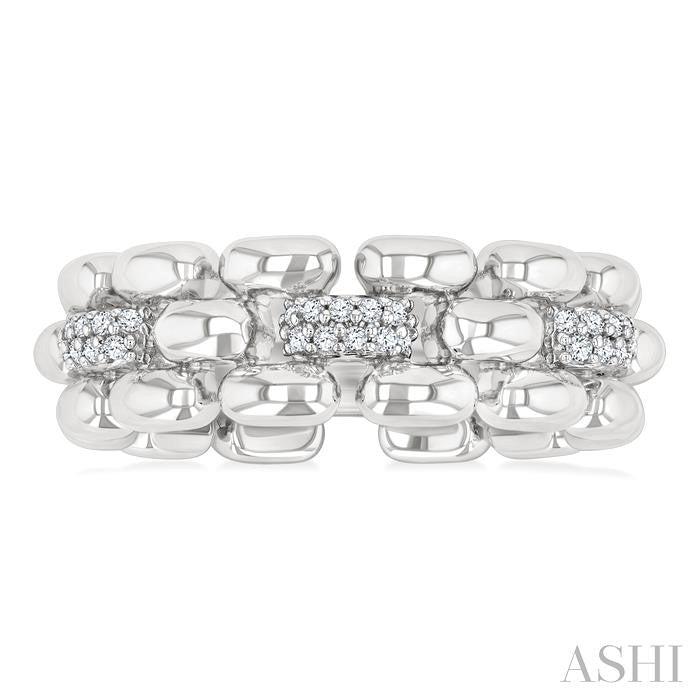Silver Bold Panther Link Diamond Fashion Ring