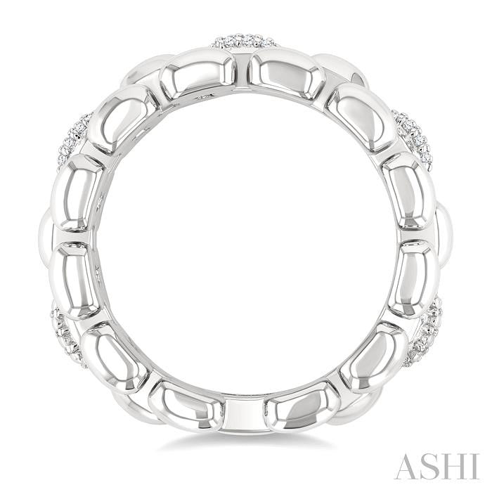 Silver Bold Panther Link Diamond Fashion Ring