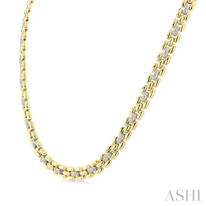 Gold Vermeil Bold Panther Link Diamond Fashion Necklace