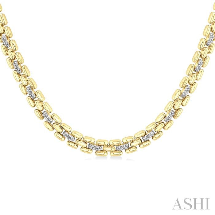 Gold Vermeil Bold Panther Link Diamond Fashion Necklace