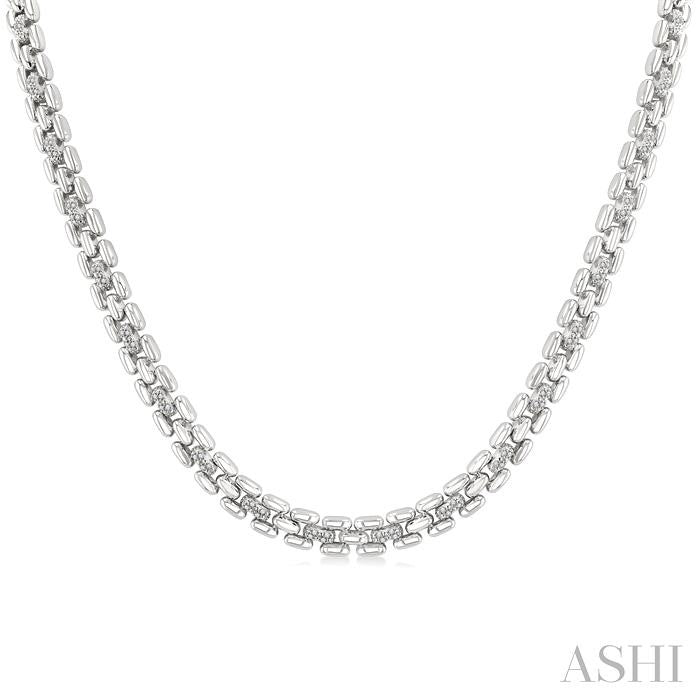 Silver Bold Panther Link Diamond Fashion Necklace