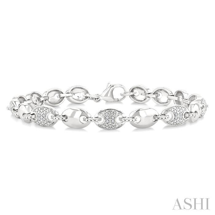 Silver Bold Mariner Link Diamond Fashion Bracelet