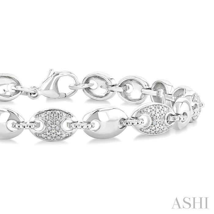 Silver Bold Mariner Link Diamond Fashion Bracelet