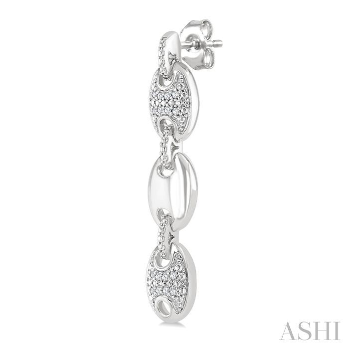 Silver Bold Mariner Link Diamond Fashion Earrings