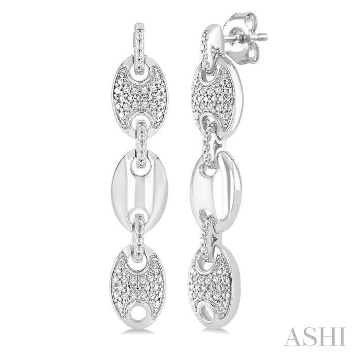 Silver Bold Mariner Link Diamond Fashion Earrings