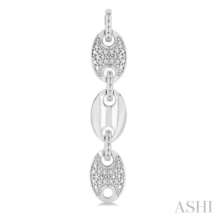 Silver Bold Mariner Link Diamond Fashion Earrings