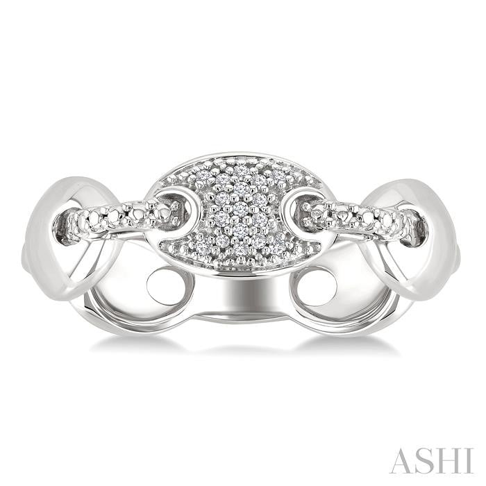 Silver Bold Mariner Link Diamond Fashion Ring