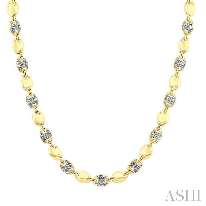Gold Vermeil Bold Mariner Link Diamond Fashion Necklace
