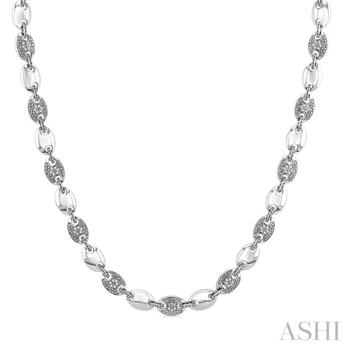 Silver Bold Mariner Link Diamond Fashion Necklace