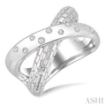 Silver Bold Criss Cross Diamond Ring