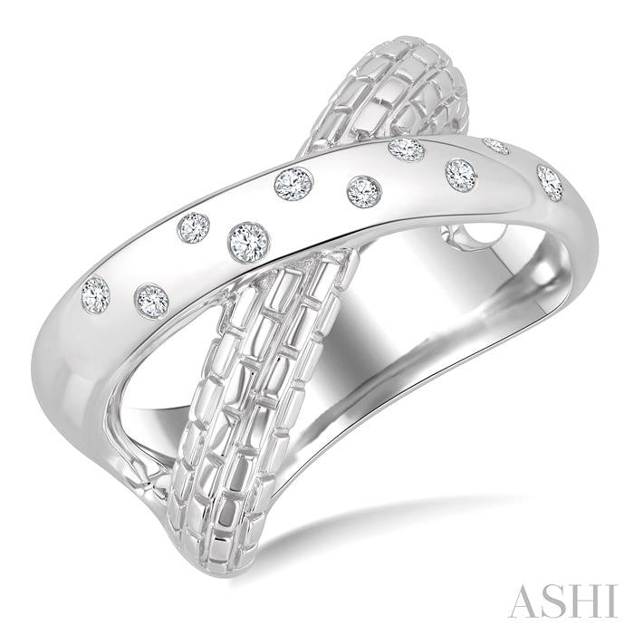 Silver Bold Criss Cross Diamond Ring