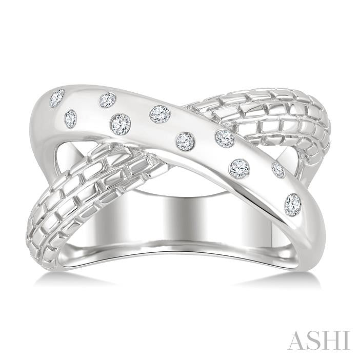 Silver Bold Criss Cross Diamond Ring