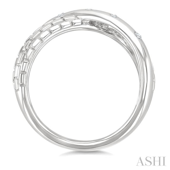 Silver Bold Criss Cross Diamond Ring