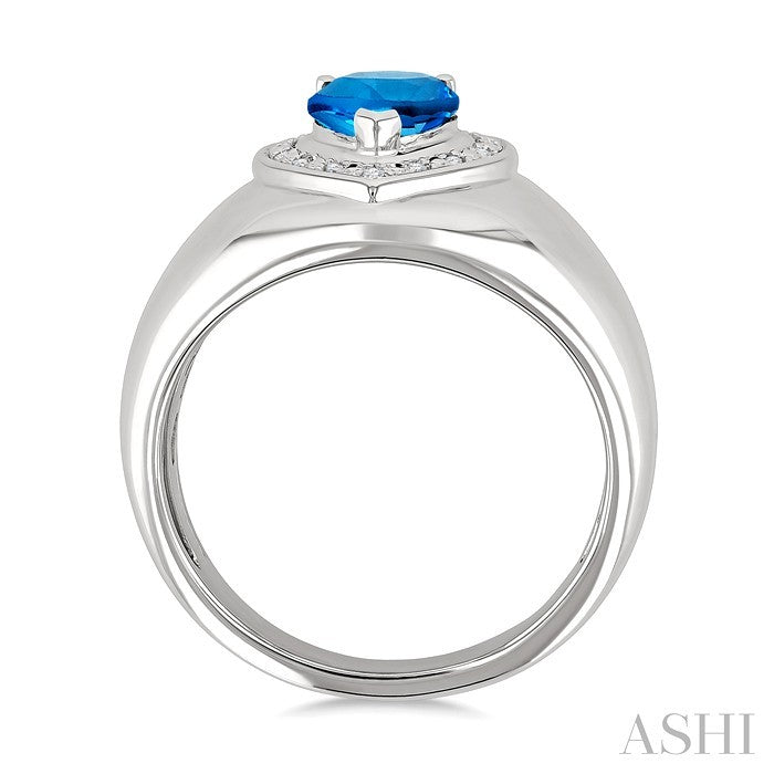 Silver Bold Pear Shape Gemstone & Diamond Ring