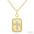 Gold Vermeil Rectangular Shape Fluted Medallion Diamond Pendant