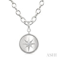 Silver Compass Medallion Diamond Fashion Pendant