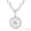 Silver Circle Floral Medallion Diamond Fashion Pendant
