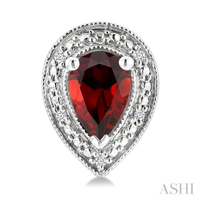 Silver Pear Shape Gemstone & Diamond Earrings