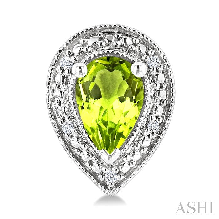Silver Pear Shape Gemstone & Diamond Earrings
