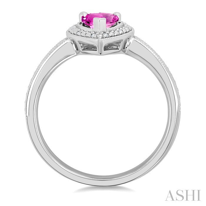Silver Pear Shape Gemstone & Diamond Ring