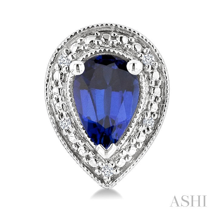 Silver Pear Shape Gemstone & Diamond Earrings