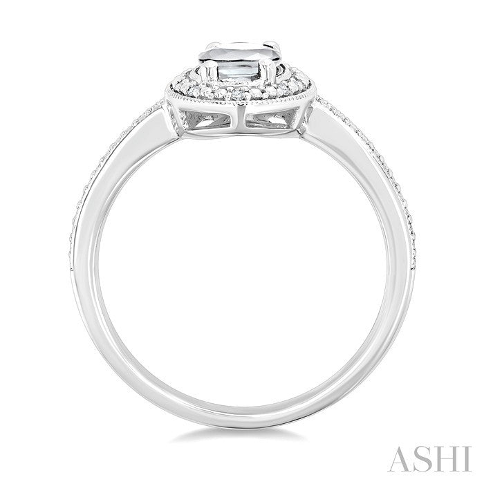 Silver Oval Shape Gemstone & Diamond Ring