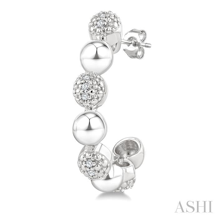 Bead Bijoux Silver Bold Diamond Half Hoop Earrings